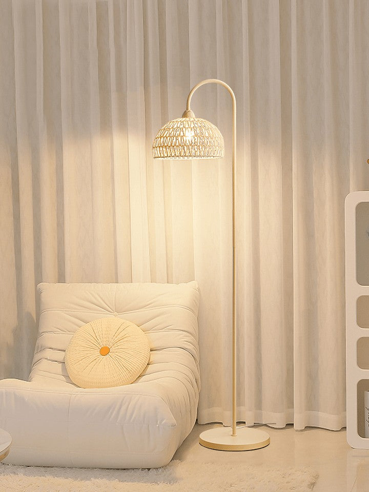Arched Woven Rattan Floor Lamp
