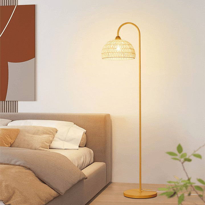 Arched Woven Rattan Floor Lamp