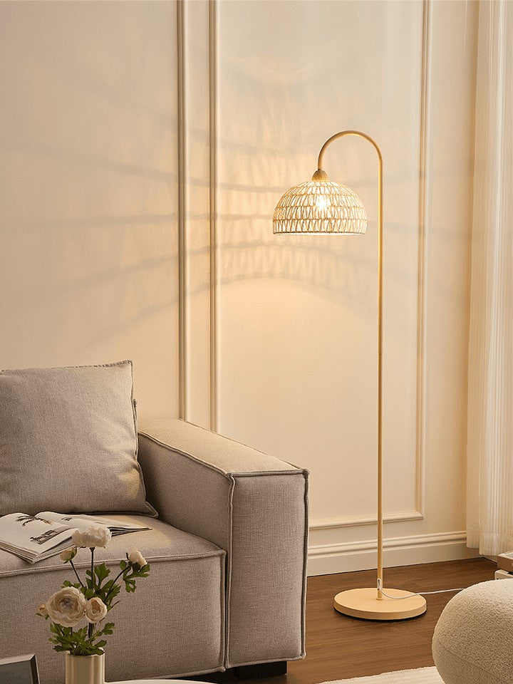 Arched Woven Rattan Floor Lamp