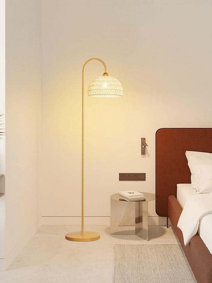 Arched Woven Rattan Floor Lamp