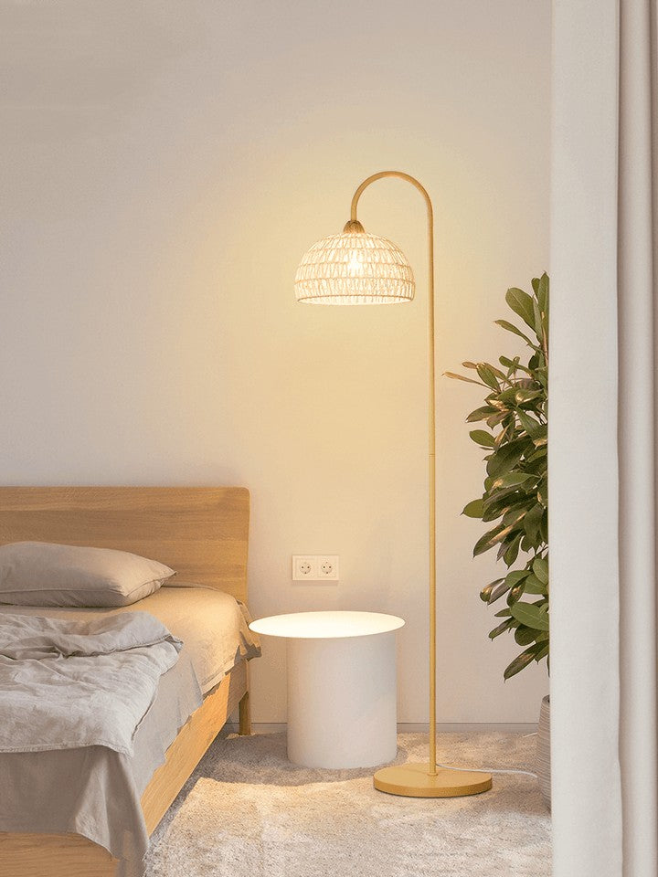 Arched Woven Rattan Floor Lamp