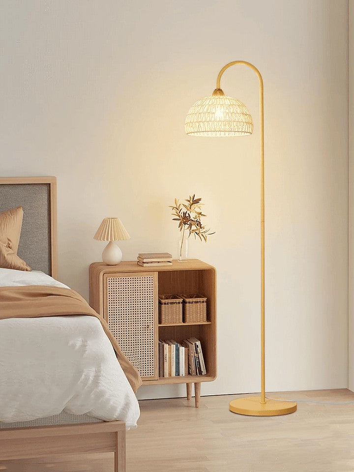 Arched Woven Rattan Floor Lamp