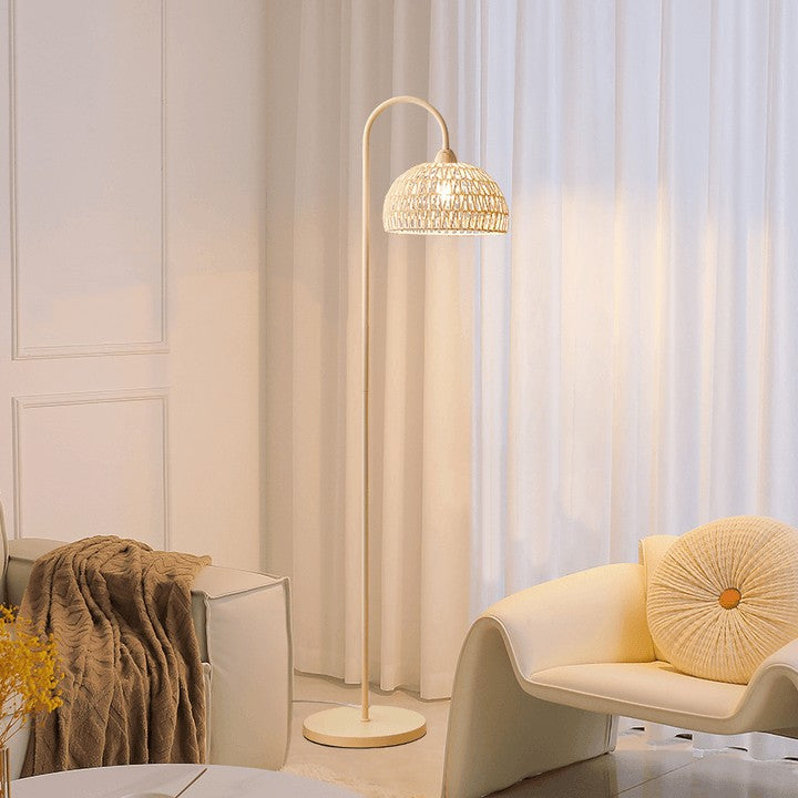 Arched Woven Rattan Floor Lamp