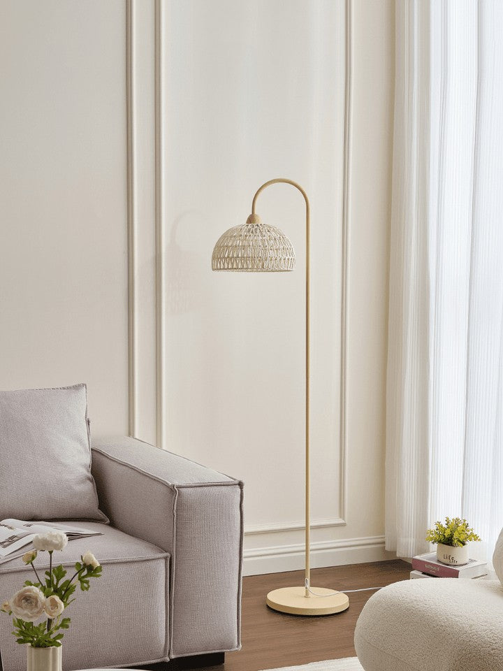 Arched Woven Rattan Floor Lamp