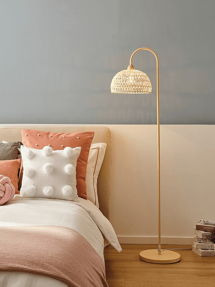 Arched Woven Rattan Floor Lamp