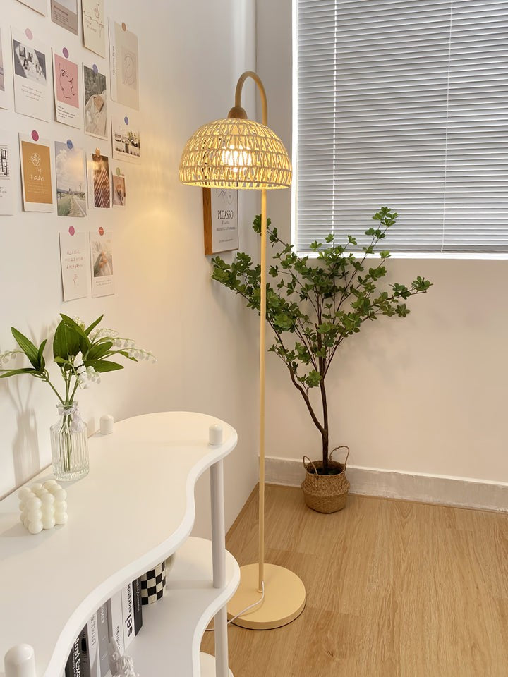 Arched Woven Rattan Floor Lamp