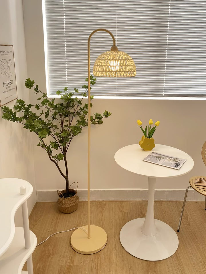 Arched Woven Rattan Floor Lamp