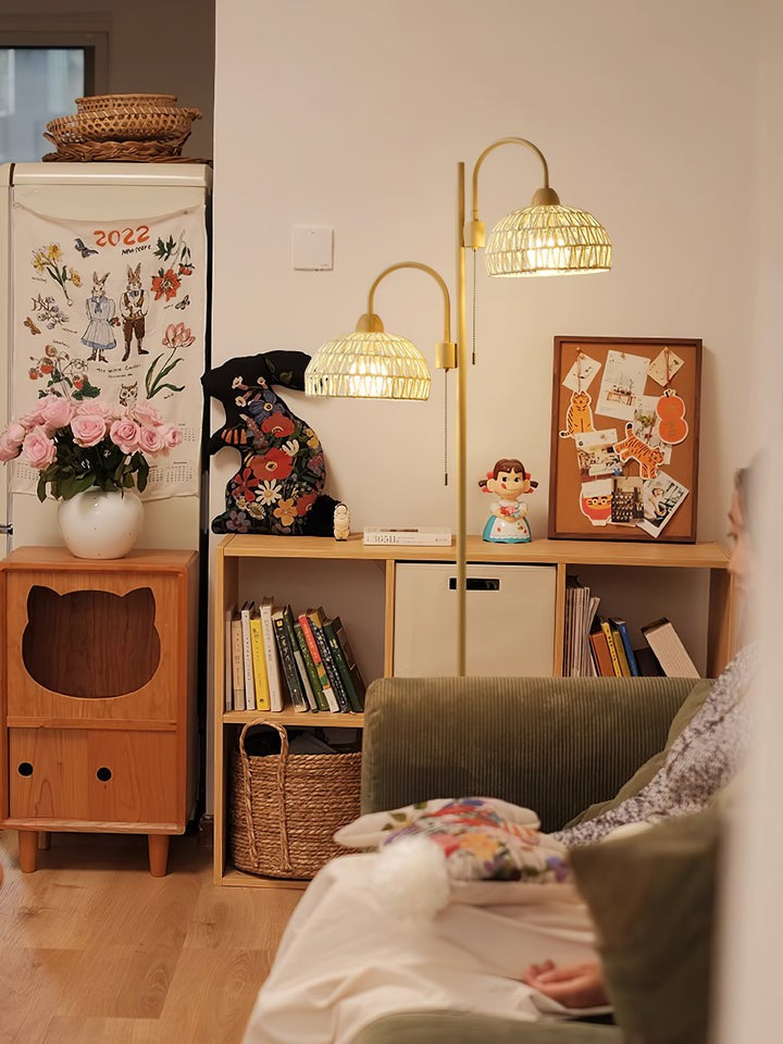 Arched Woven Rattan Floor Lamp