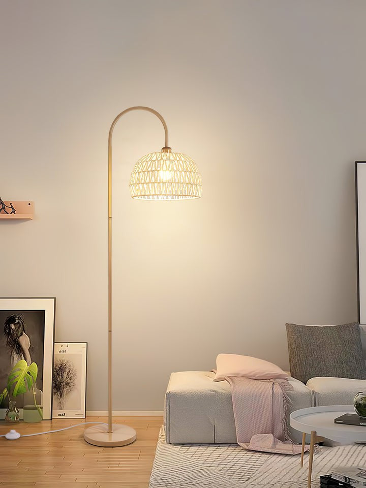 Arched Woven Rattan Floor Lamp
