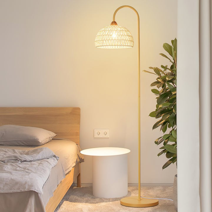 Arched Woven Rattan Floor Lamp