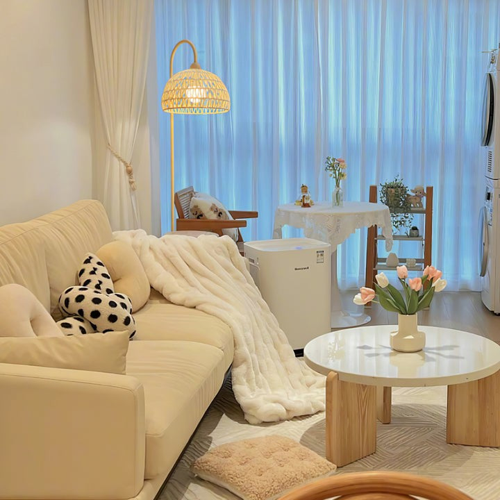 Arched Woven Rattan Floor Lamp