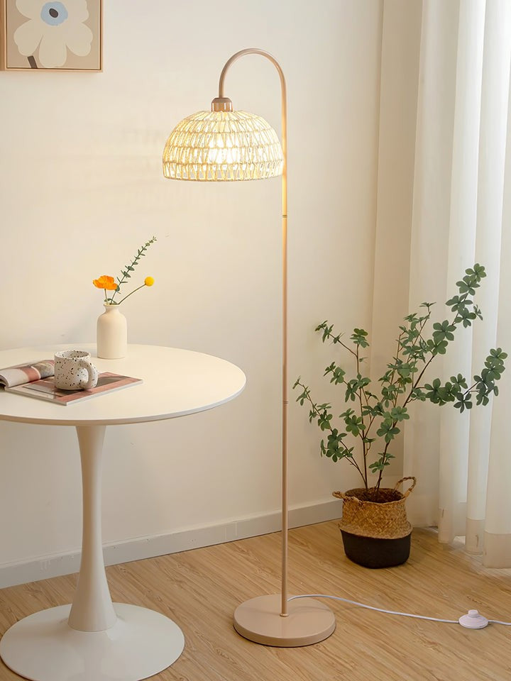 Arched Woven Rattan Floor Lamp
