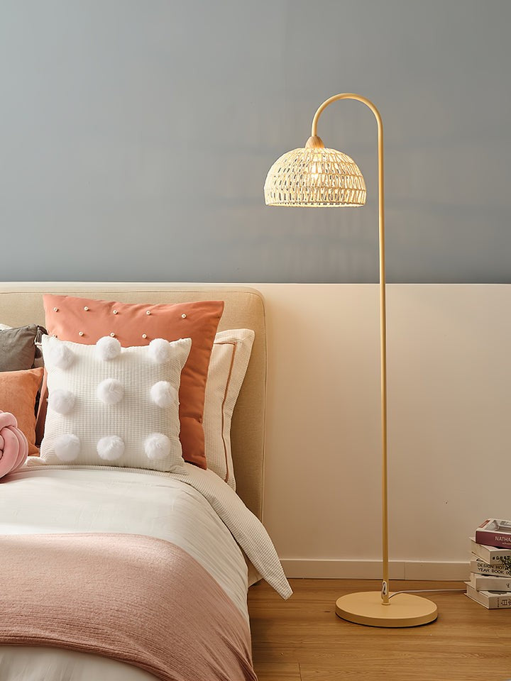 Arched Woven Rattan Floor Lamp