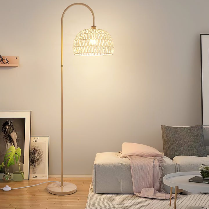 Arched Woven Rattan Floor Lamp