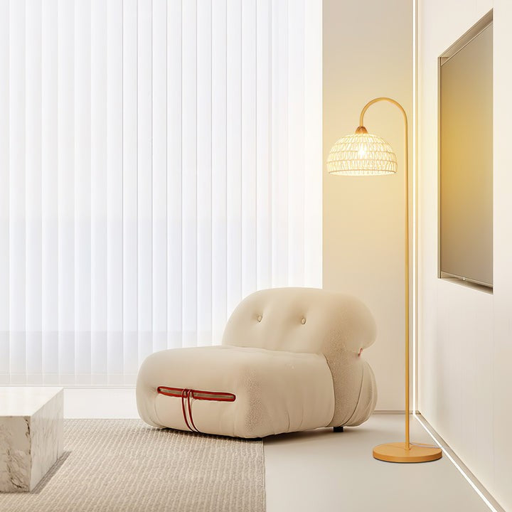 Arched Woven Rattan Floor Lamp