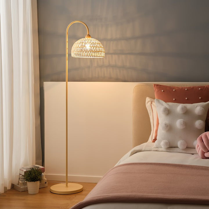 Arched Woven Rattan Floor Lamp