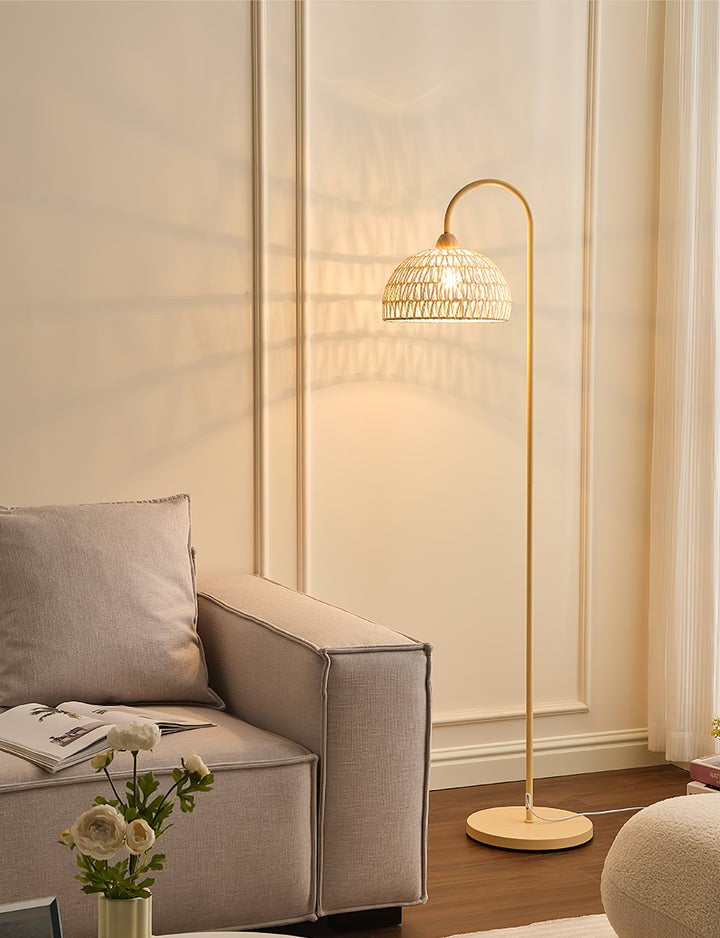 Arched Woven Rattan Floor Lamp