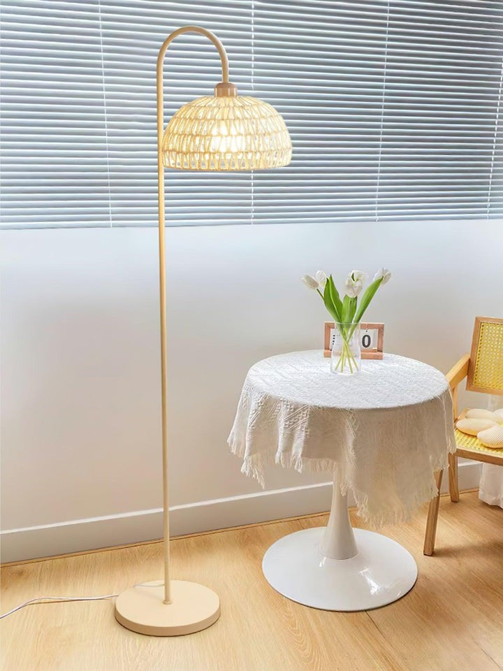 Arched Woven Rattan Floor Lamp