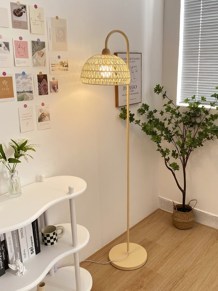 Arched Woven Rattan Floor Lamp
