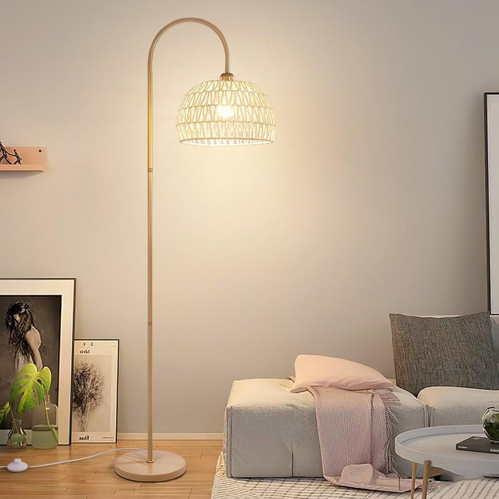 Arched Woven Rattan Floor Lamp