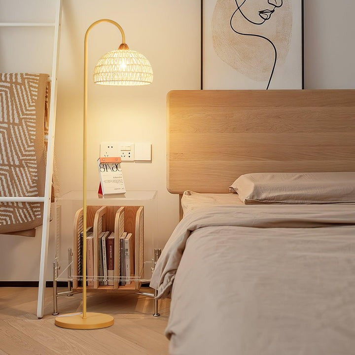 Arched Woven Rattan Floor Lamp