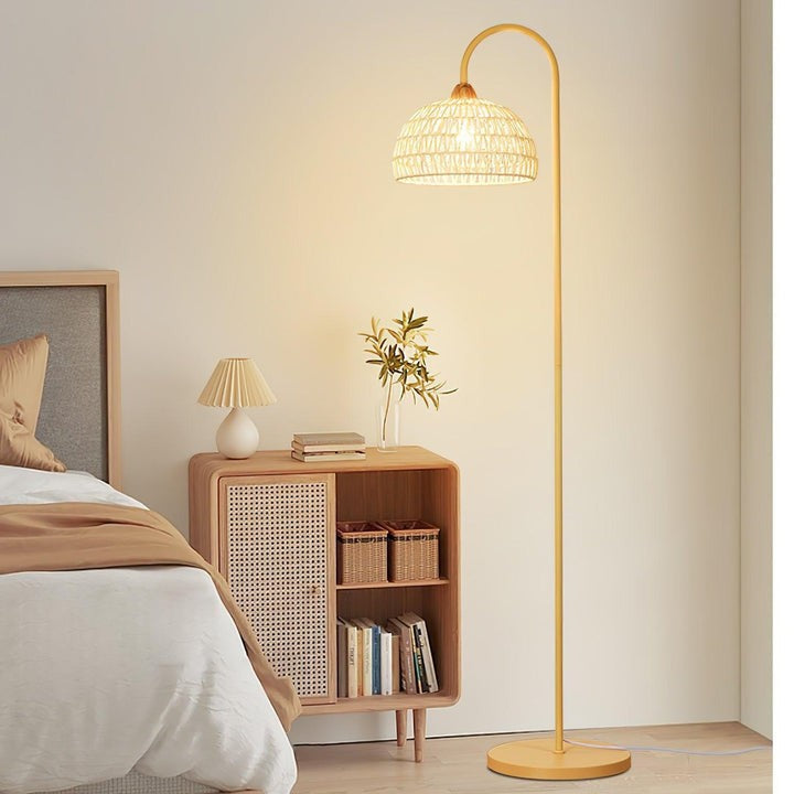 Arched Woven Rattan Floor Lamp