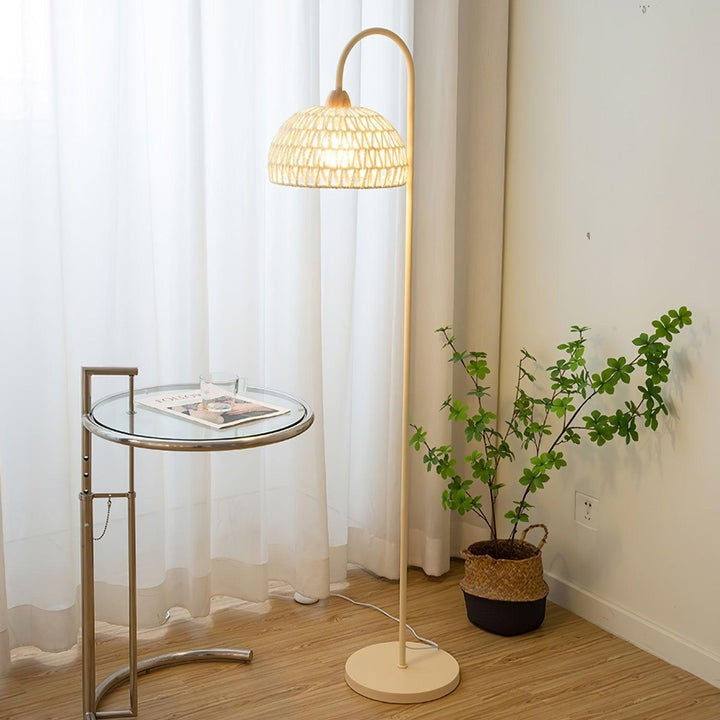 Arched Woven Rattan Floor Lamp
