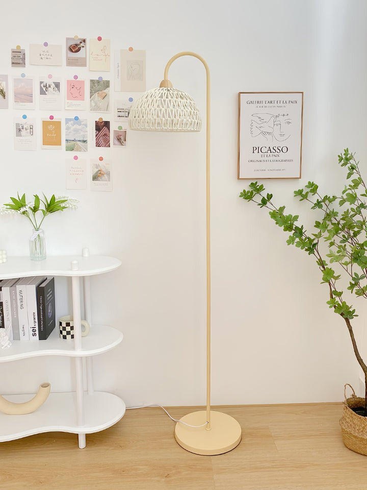 Arched Woven Rattan Floor Lamp