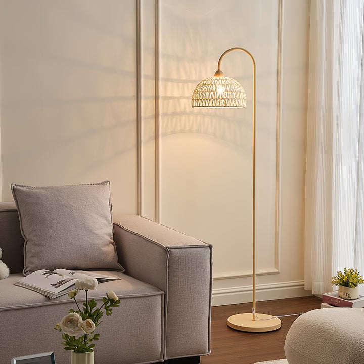 Arched Woven Rattan Floor Lamp