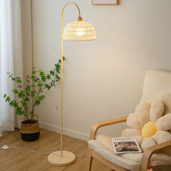 Arched Woven Rattan Floor Lamp