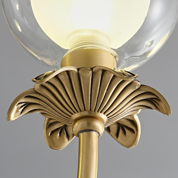 Brass and Glass Orb Chandelier - Modern Sphere LED Fixture