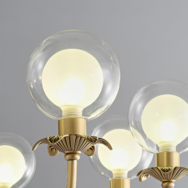 Brass and Glass Orb Chandelier - Modern Sphere LED Fixture