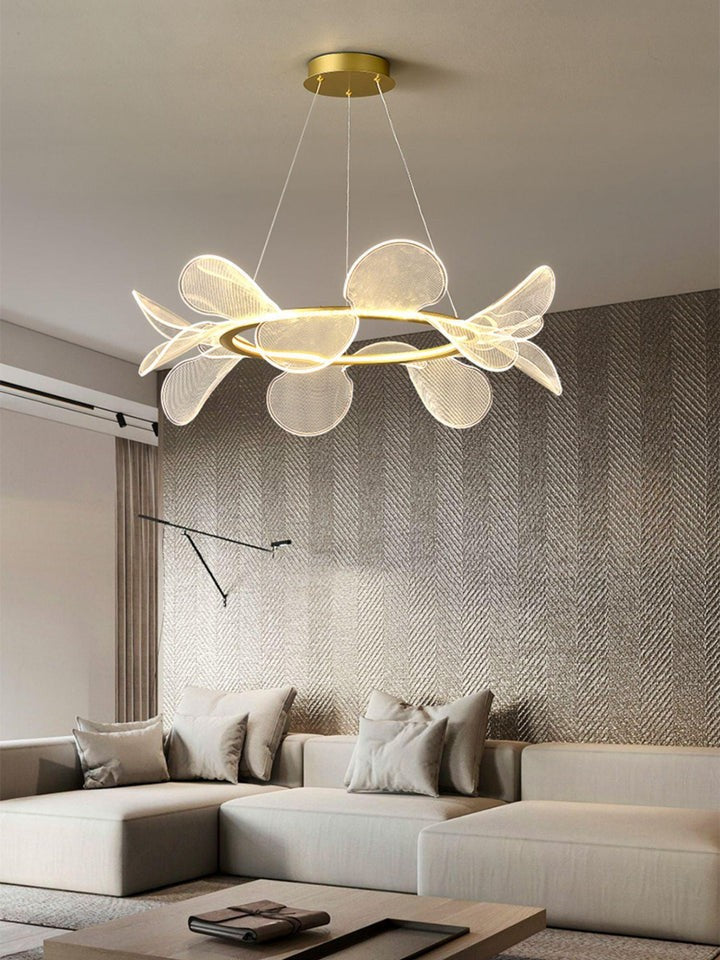 Delicate Acrylic Flower LED Chandelier – Modern Pendant Light
