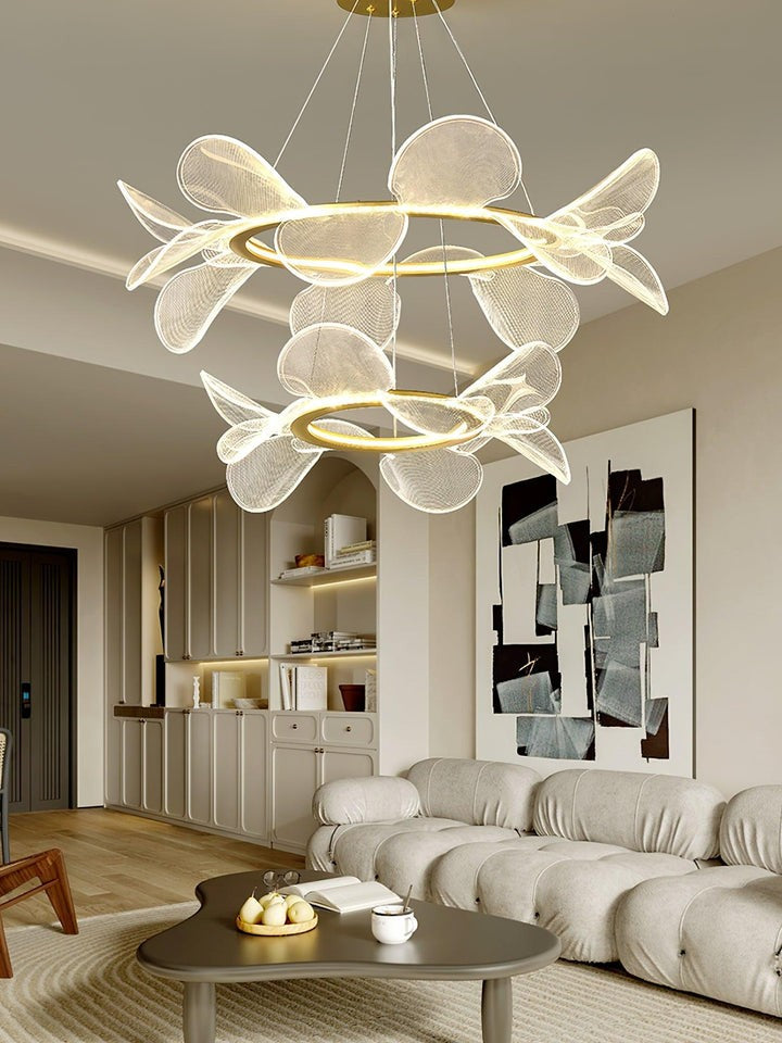 Delicate Acrylic Flower LED Chandelier – Modern Pendant Light