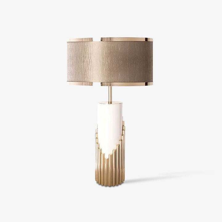 Minimalist White Marble Table Lamp with Gold Brass Accents