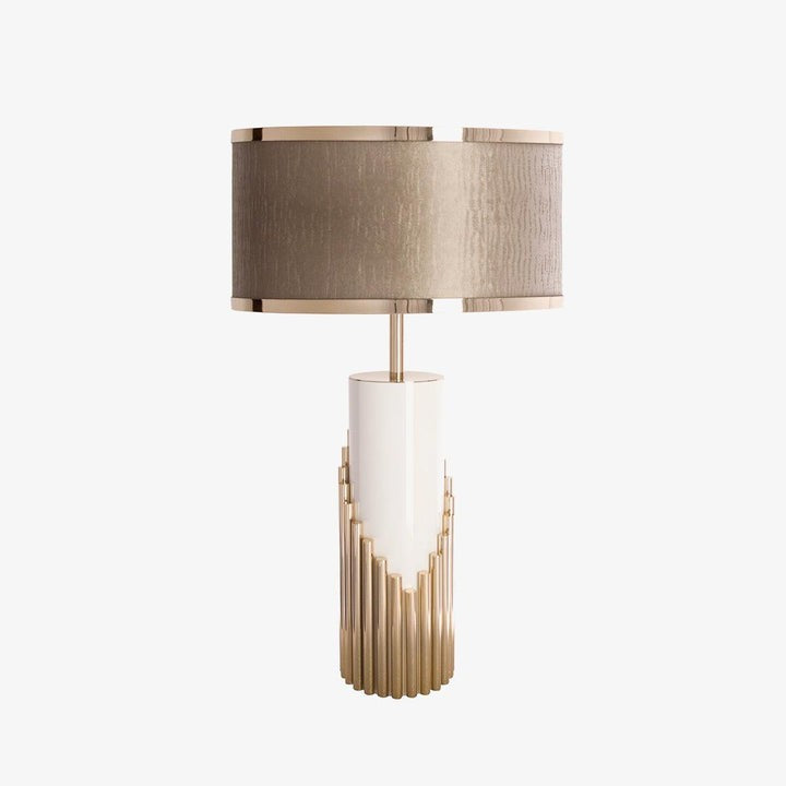 Minimalist White Marble Table Lamp with Gold Brass Accents