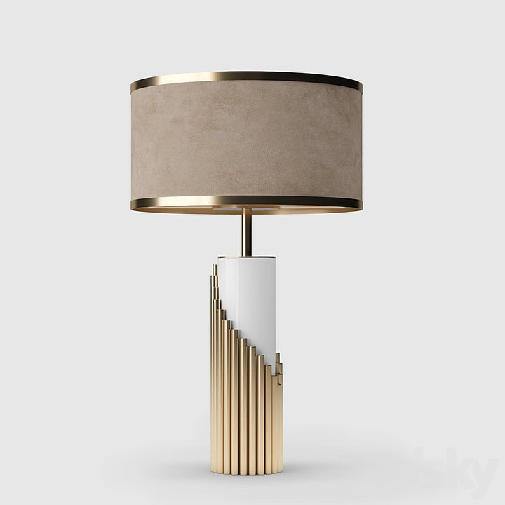Minimalist White Marble Table Lamp with Gold Brass Accents