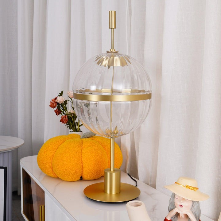 Modern Fluted Cylinder Glass LED Table Lamp