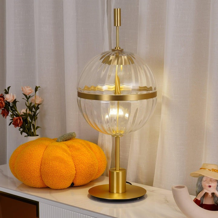 Modern Fluted Cylinder Glass LED Table Lamp