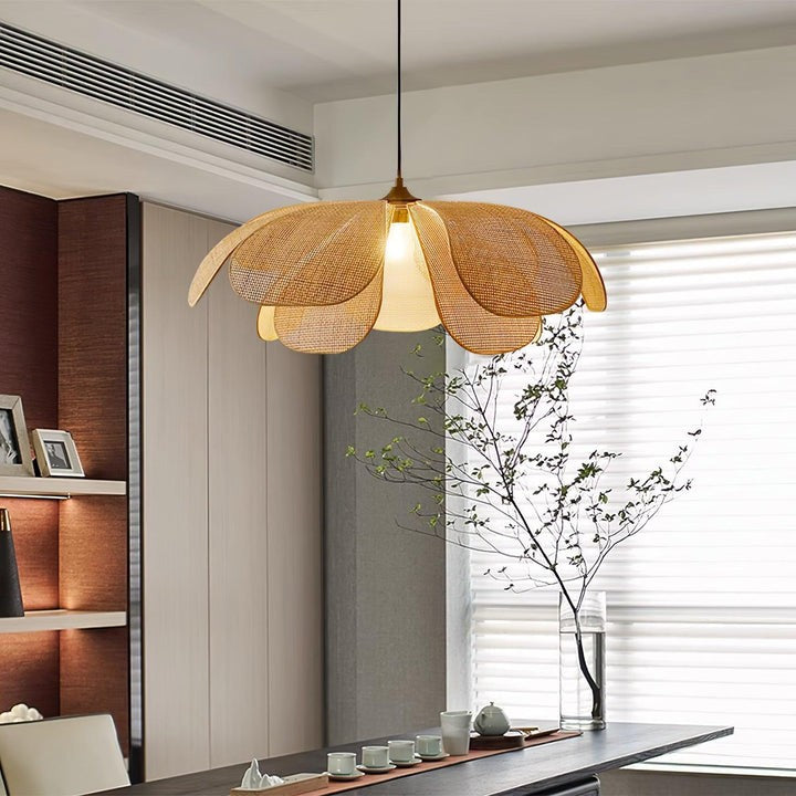 Natural Rattan Petal Pendant Ceiling Lamp