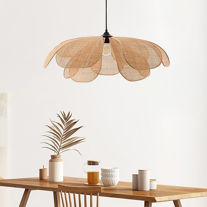 Natural Rattan Petal Pendant Ceiling Lamp