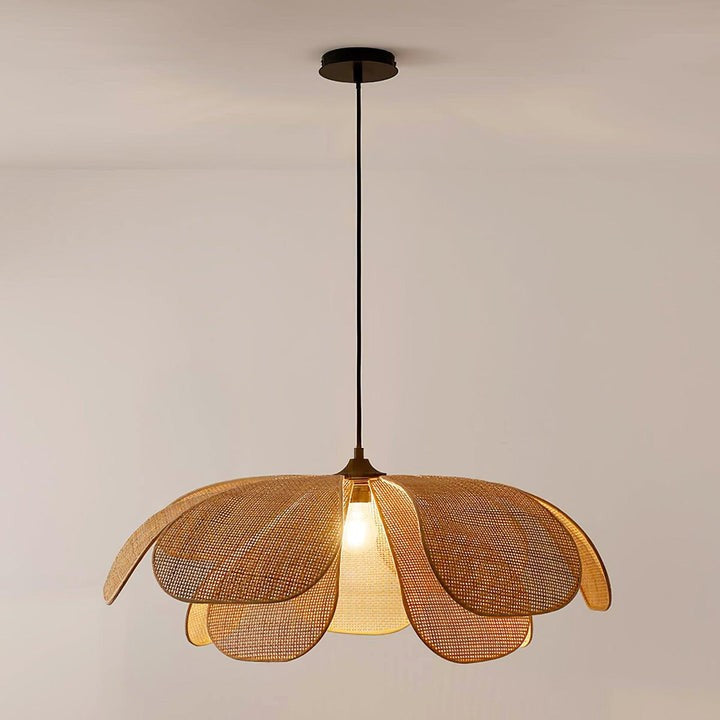 Natural Rattan Petal Pendant Ceiling Lamp