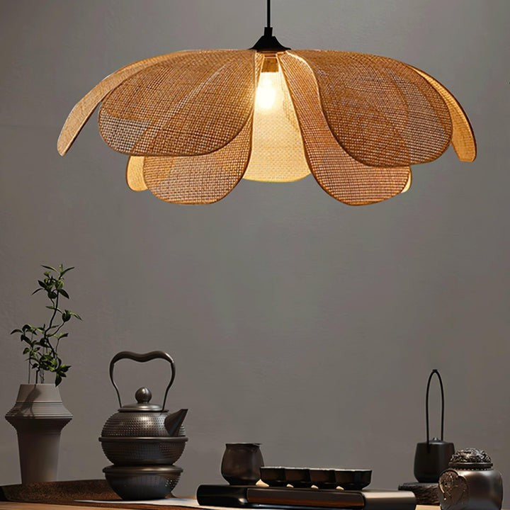 Natural Rattan Petal Pendant Ceiling Lamp