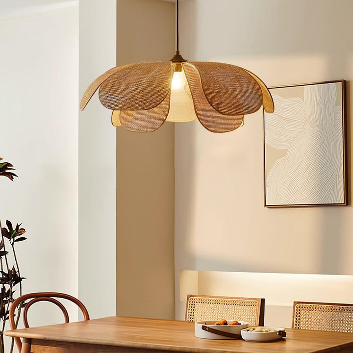 Natural Rattan Petal Pendant Ceiling Lamp
