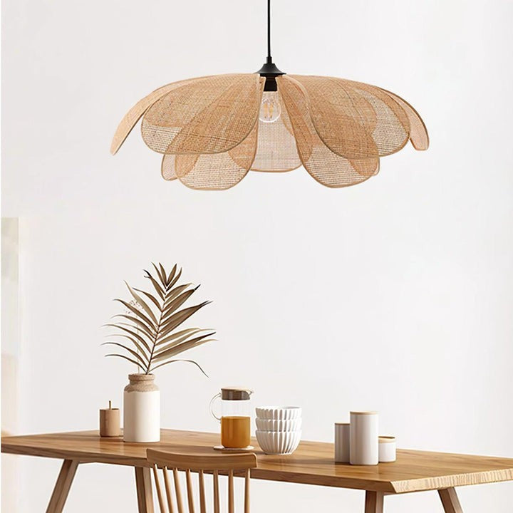 Natural Rattan Petal Pendant Ceiling Lamp