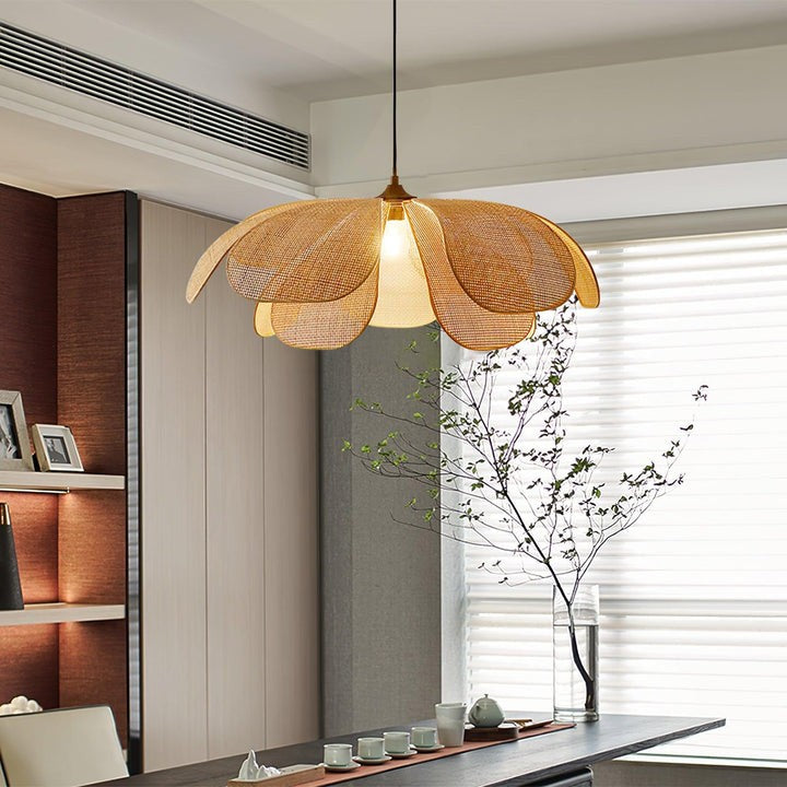Natural Rattan Petal Pendant Ceiling Lamp