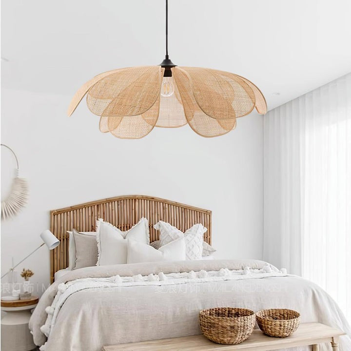 Natural Rattan Petal Pendant Ceiling Lamp