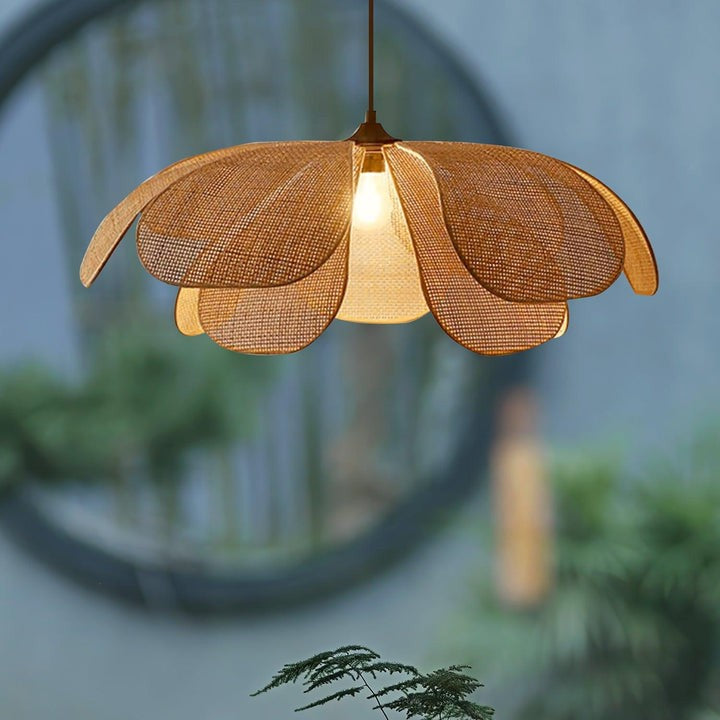 Natural Rattan Petal Pendant Ceiling Lamp