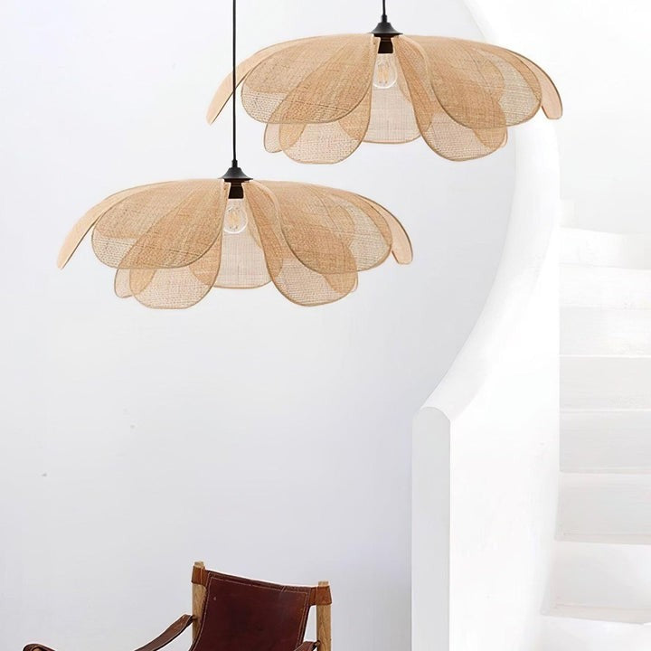 Natural Rattan Petal Pendant Ceiling Lamp