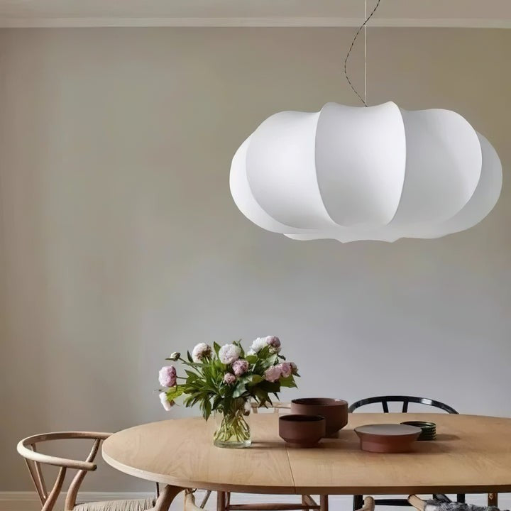 Oblate-Shaped Silk Pendant Light